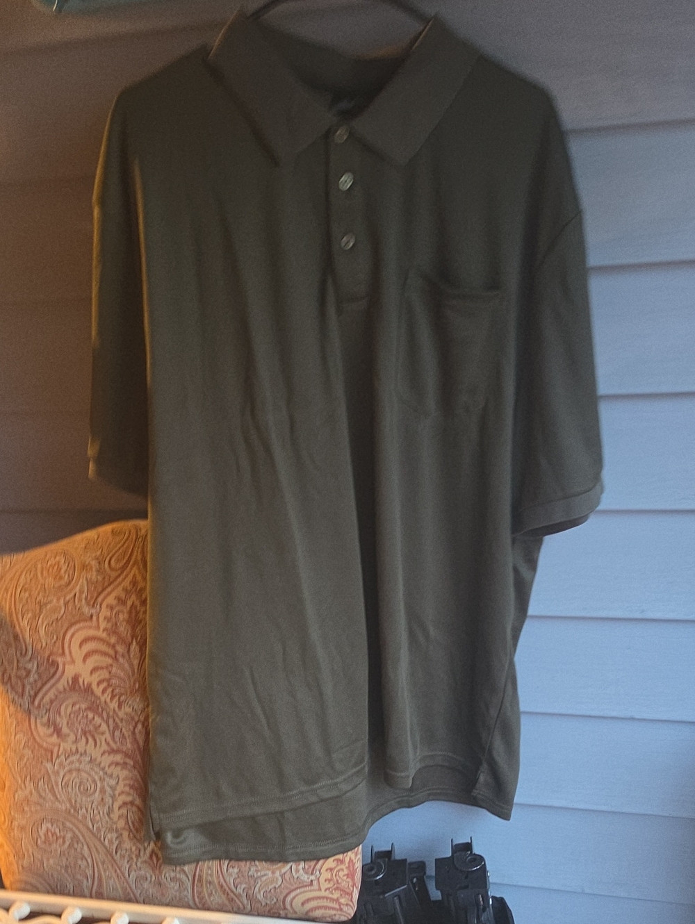 Men's Olive Green Polo Shirt with Chest Pocket